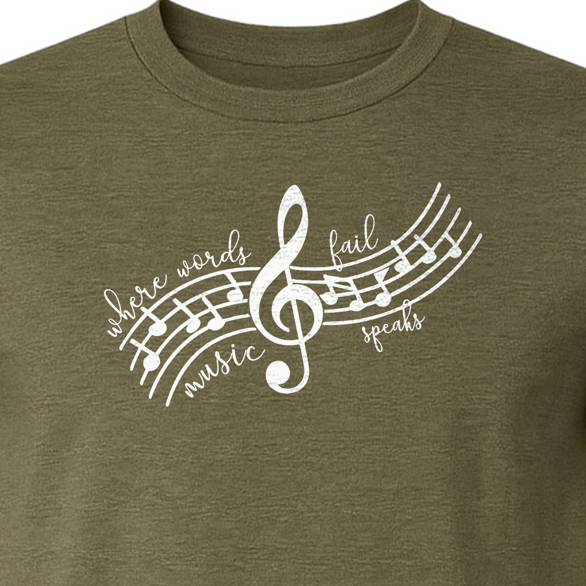 Music Speaks T-Shirt, Treble Clef and Notes Design for Musicians and Band Teachers