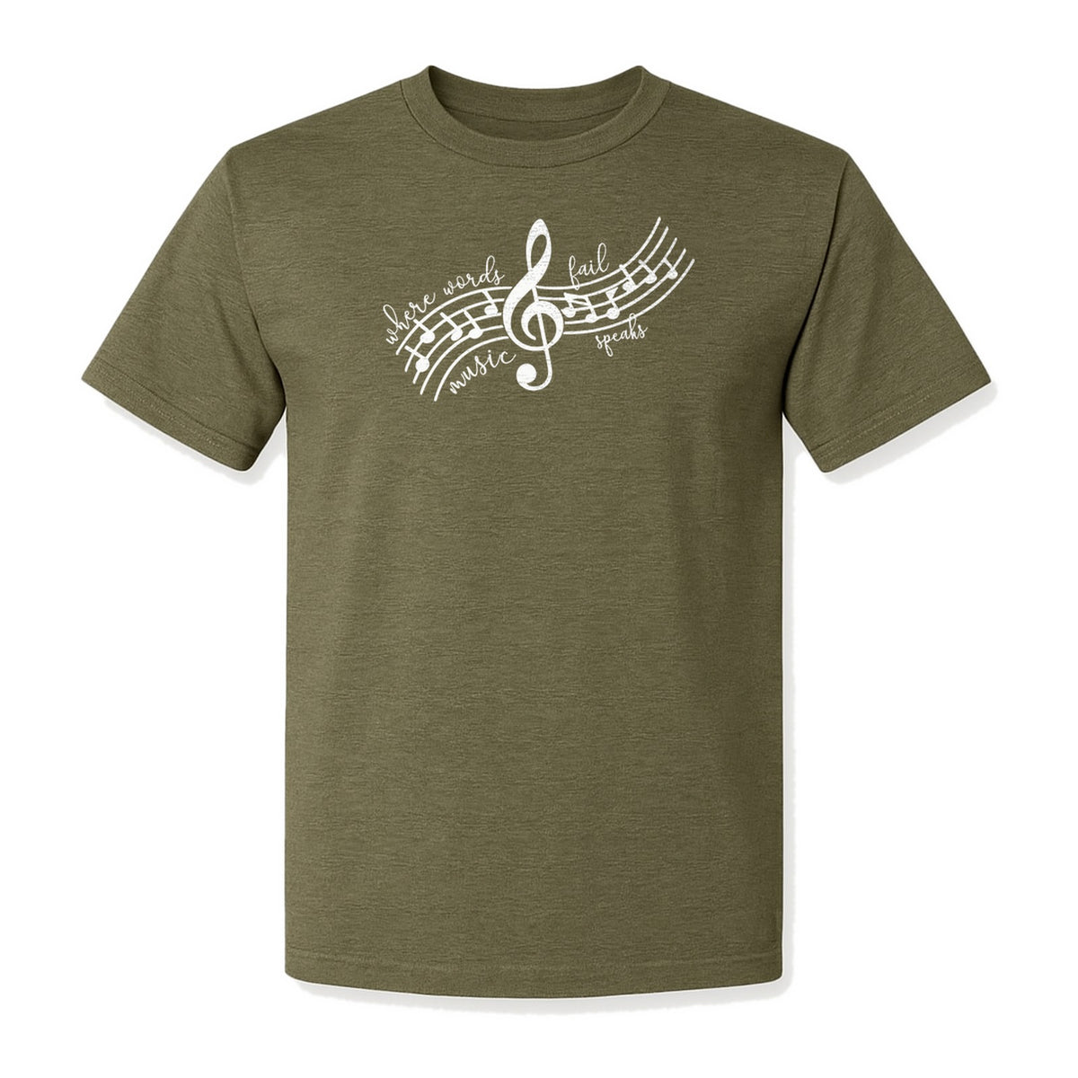 Music Speaks T-Shirt, Treble Clef and Notes Design for Musicians and Band Teachers