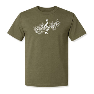 Music Speaks T-Shirt, Treble Clef and Notes Design for Musicians and Band Teachers