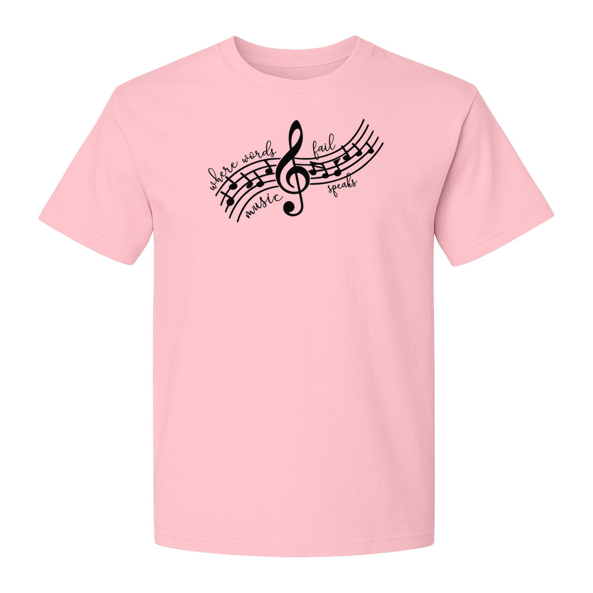 Music Speaks T-Shirt, Treble Clef and Notes Design for Musicians and Band Teachers
