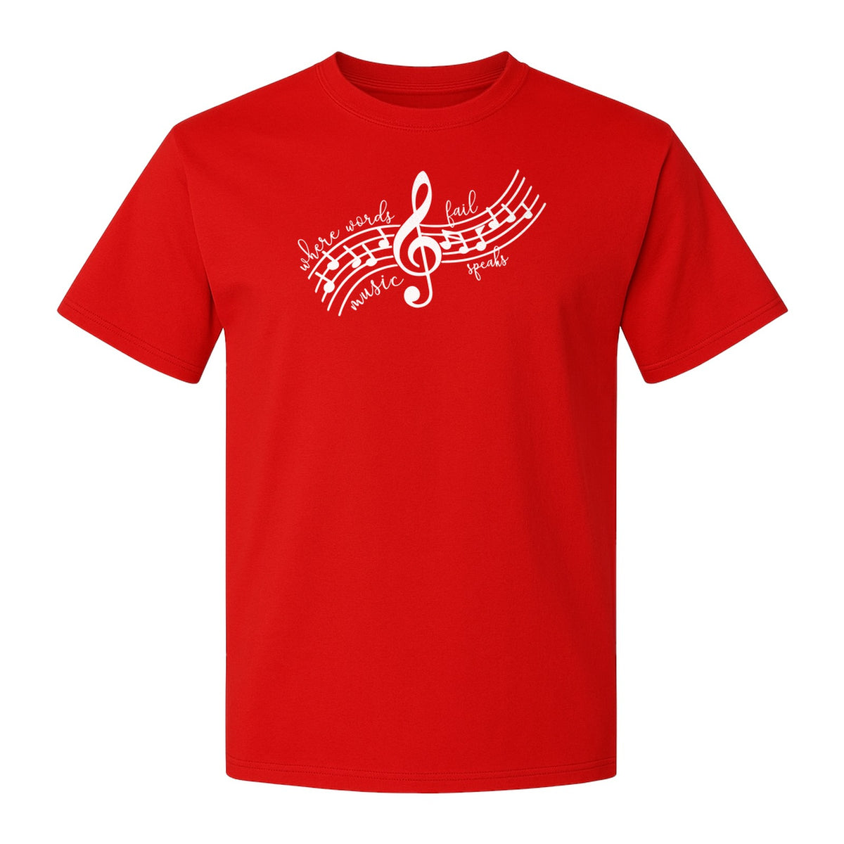 Music Speaks T-Shirt, Treble Clef and Notes Design for Musicians and Band Teachers