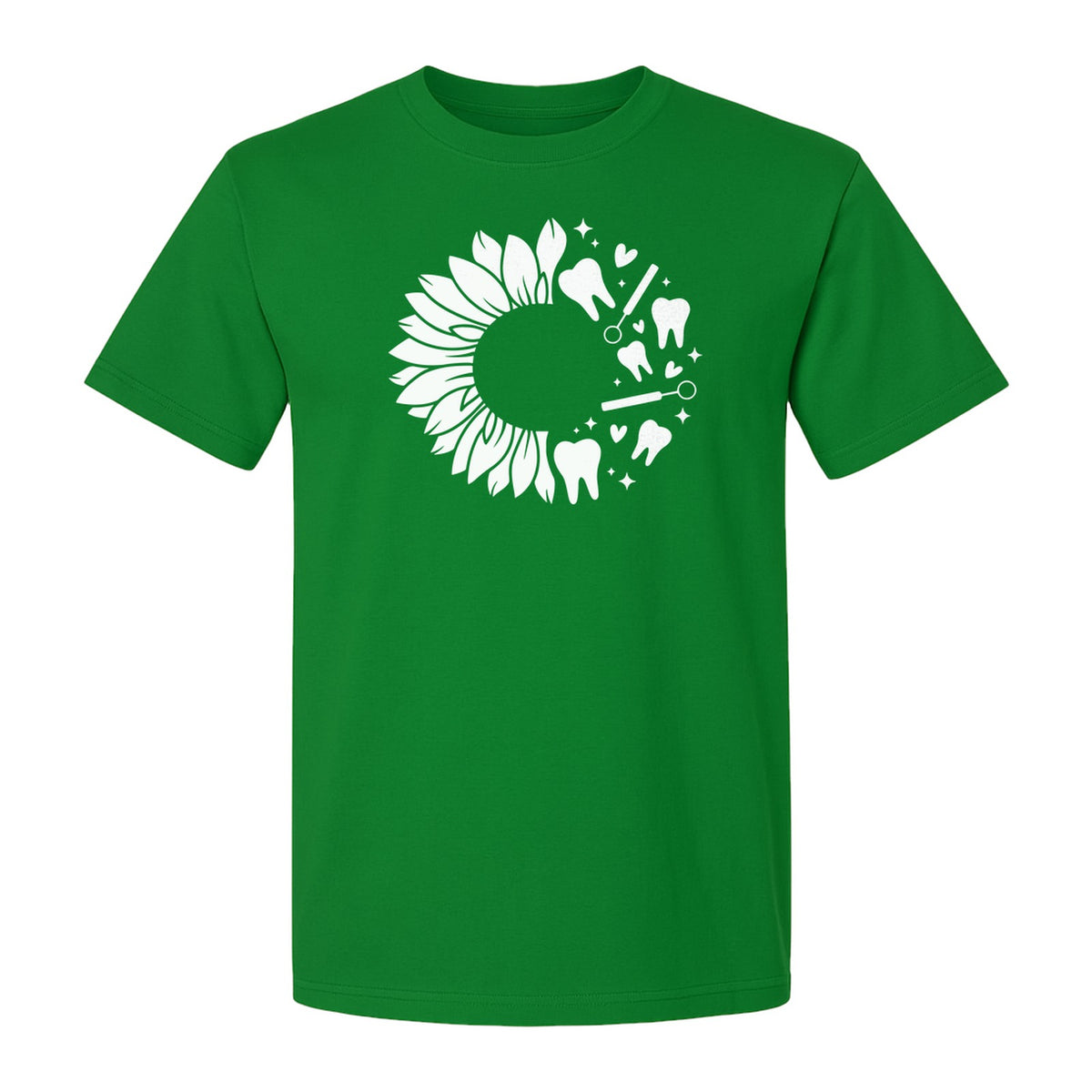Dentist T-Shirt, Sunflower and Dental Tools Graphic for Hygienists, Students and Clinic Staff