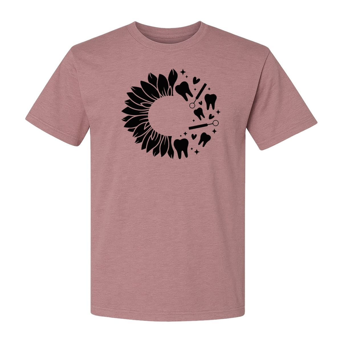 Dentist T-Shirt, Sunflower and Dental Tools Graphic for Hygienists, Students and Clinic Staff