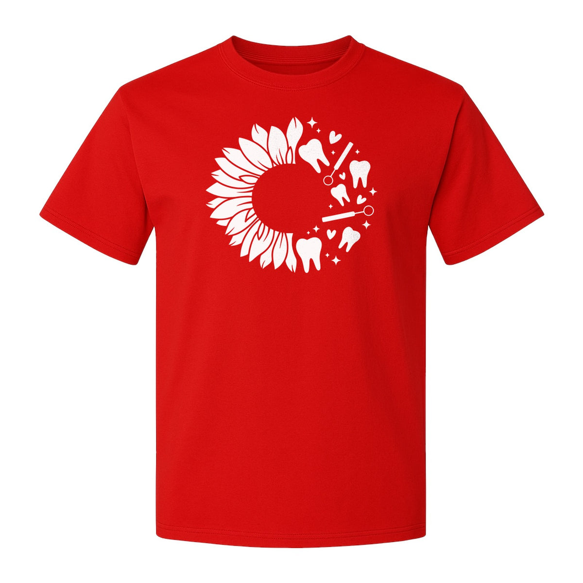 Dentist T-Shirt, Sunflower and Dental Tools Graphic for Hygienists, Students and Clinic Staff