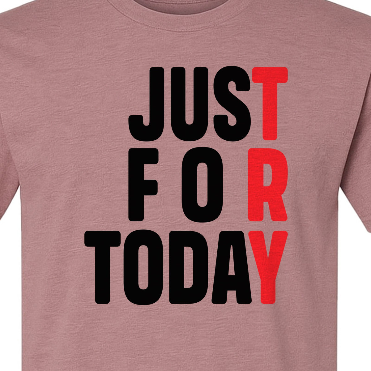 Sobriety T-Shirt, Just For Today Recovery Motivation Design for Adults in Sober Living
