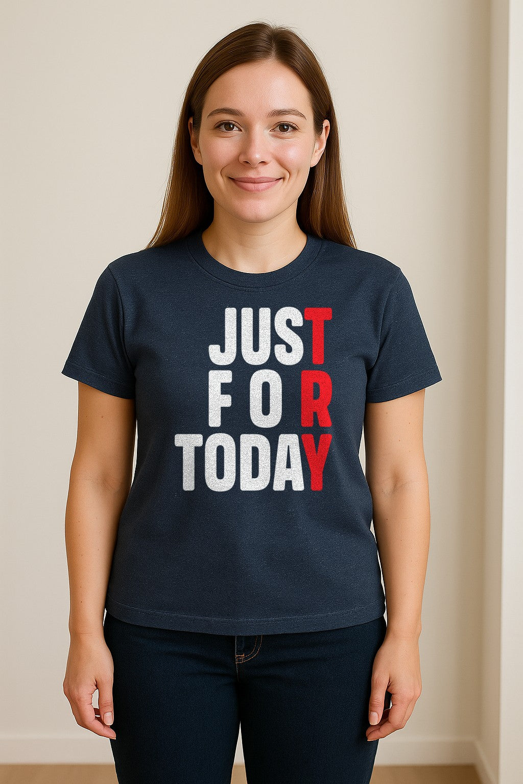 Sobriety T-Shirt, Just For Today Recovery Motivation Design for Adults in Sober Living