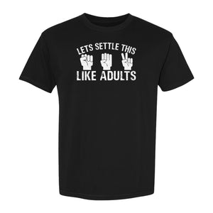 Rock Paper Scissors T-Shirt, Let's Settle This Like Adults Funny Gamer Gift Design