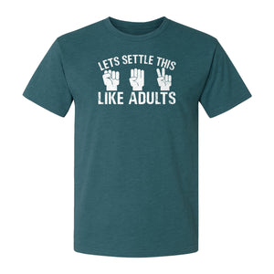 Rock Paper Scissors T-Shirt, Let's Settle This Like Adults Funny Gamer Gift Design