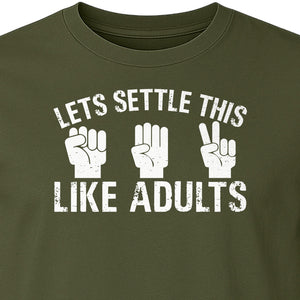 Rock Paper Scissors T-Shirt, Let's Settle This Like Adults Funny Gamer Gift Design