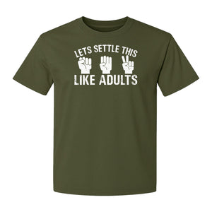 Rock Paper Scissors T-Shirt, Let's Settle This Like Adults Funny Gamer Gift Design