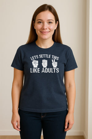 Rock Paper Scissors T-Shirt, Let's Settle This Like Adults Funny Gamer Gift Design