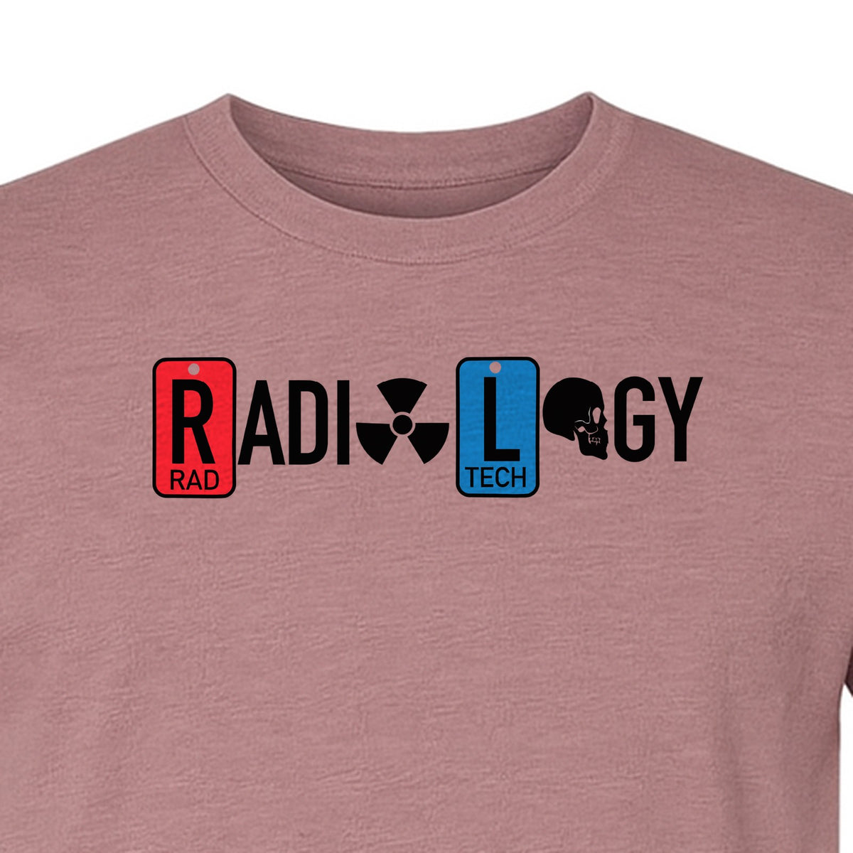 Radiology Tech T-Shirt, Red Rad and Blue Tile Lettering Design for Medical Imaging Professionals
