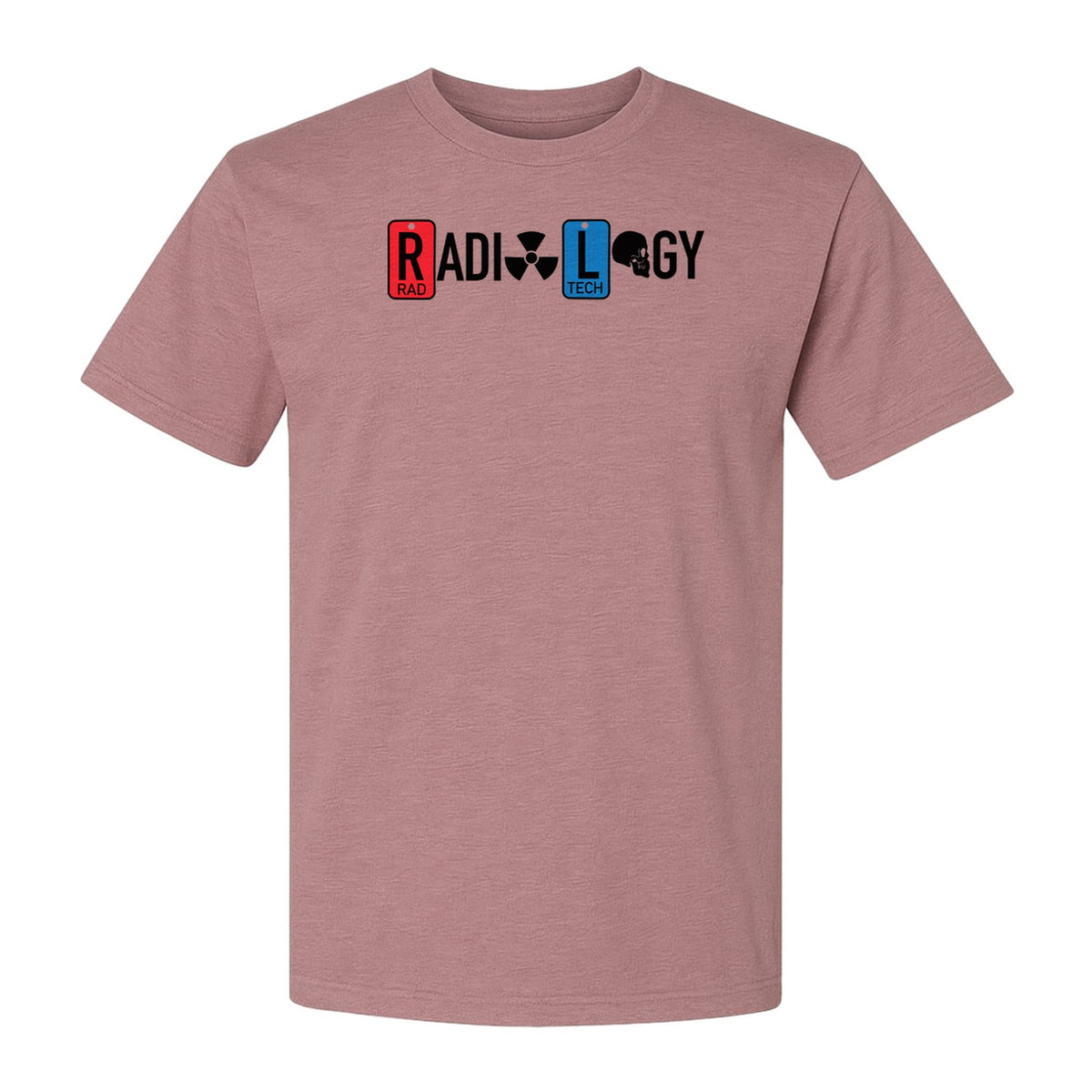 Radiology Tech T-Shirt, Red Rad and Blue Tile Lettering Design for Medical Imaging Professionals
