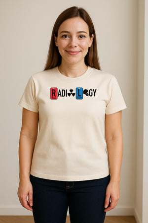 Radiology Tech T-Shirt, Red Rad and Blue Tile Lettering Design for Medical Imaging Professionals