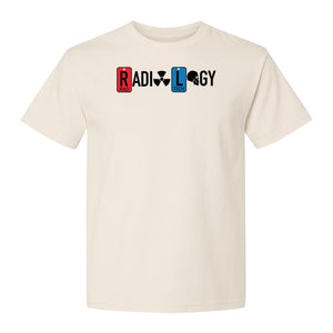 Radiology Tech T-Shirt, Red Rad and Blue Tile Lettering Design for Medical Imaging Professionals