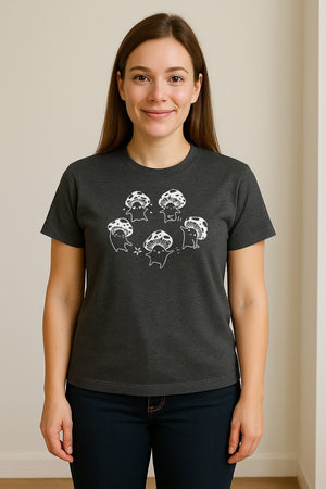 Dancing Mushroom T-Shirt, Cute Characters for Fungi Fans and Nature Lovers