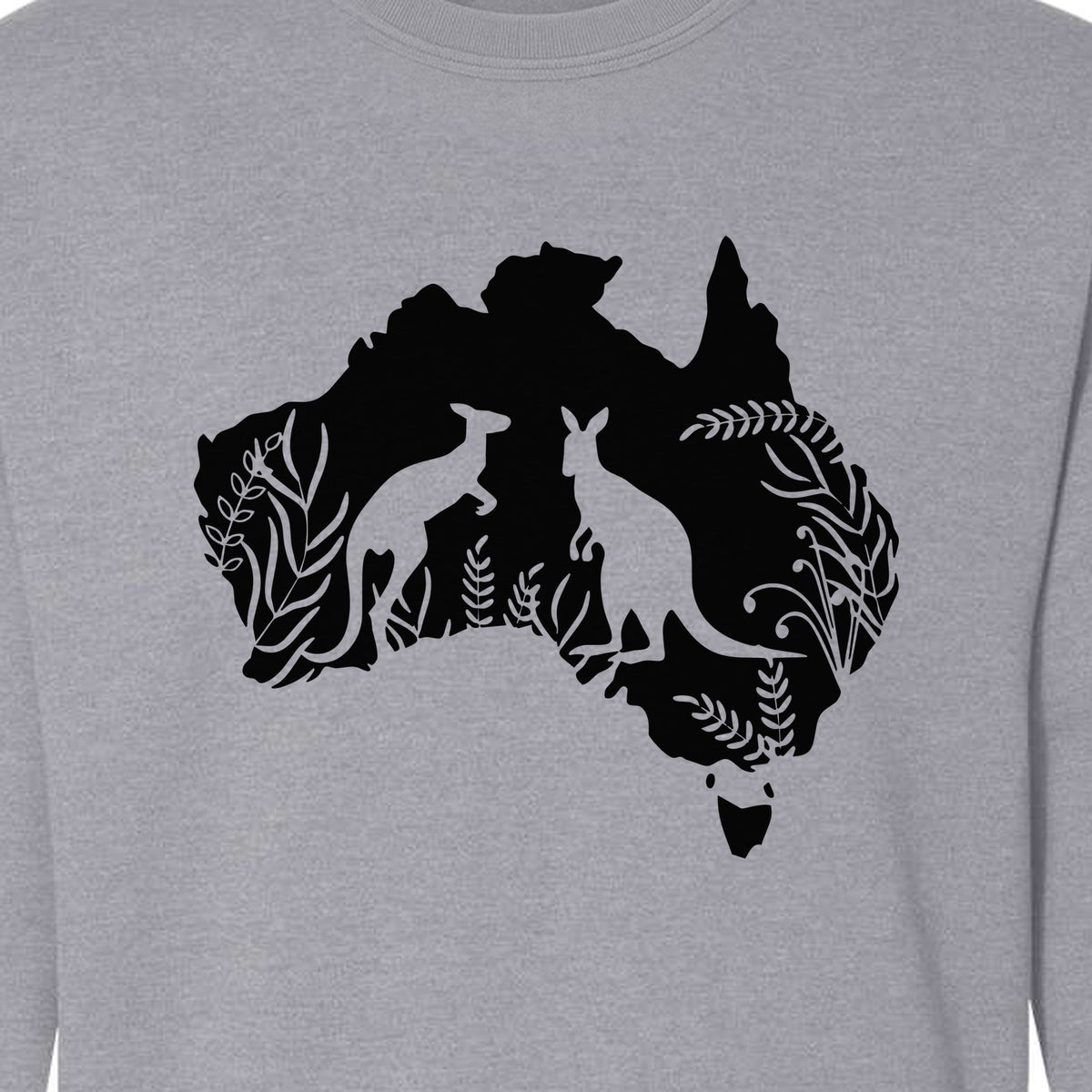 Kangaroo Sweatshirt, Australia Map Wildlife Graphic for Animal Lovers and Travel Fans