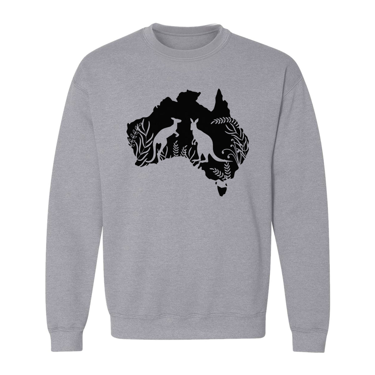 Kangaroo Sweatshirt, Australia Map Wildlife Graphic for Animal Lovers and Travel Fans