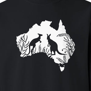 Kangaroo Sweatshirt, Australia Map Wildlife Graphic for Animal Lovers and Travel Fans
