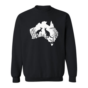 Kangaroo Sweatshirt, Australia Map Wildlife Graphic for Animal Lovers and Travel Fans