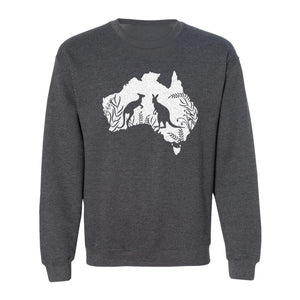 Kangaroo Sweatshirt, Australia Map Wildlife Graphic for Animal Lovers and Travel Fans