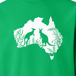 Kangaroo Sweatshirt, Australia Map Wildlife Graphic for Animal Lovers and Travel Fans