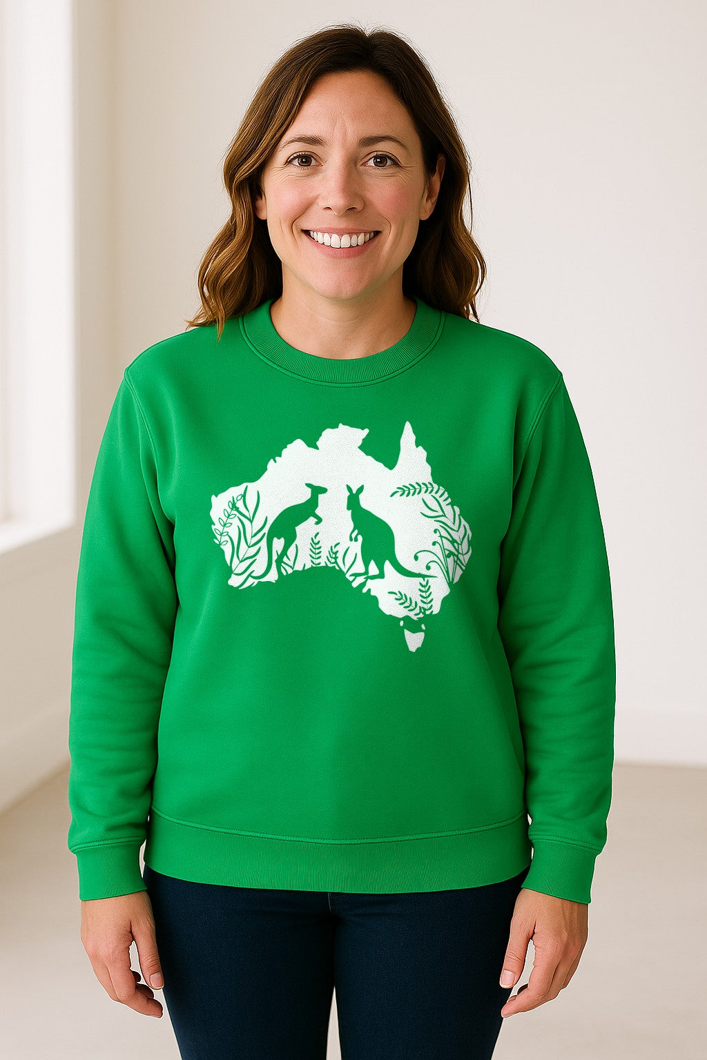 Kangaroo Sweatshirt, Australia Map Wildlife Graphic for Animal Lovers and Travel Fans