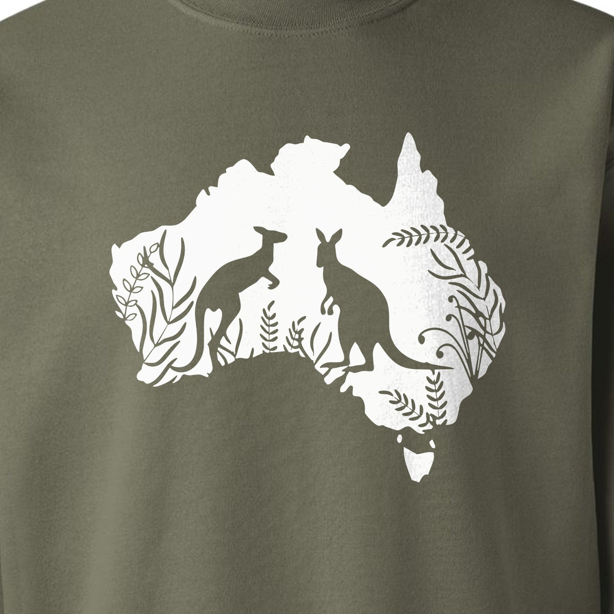 Kangaroo Sweatshirt, Australia Map Wildlife Graphic for Animal Lovers and Travel Fans