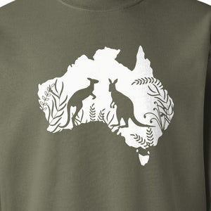 Kangaroo Sweatshirt, Australia Map Wildlife Graphic for Animal Lovers and Travel Fans