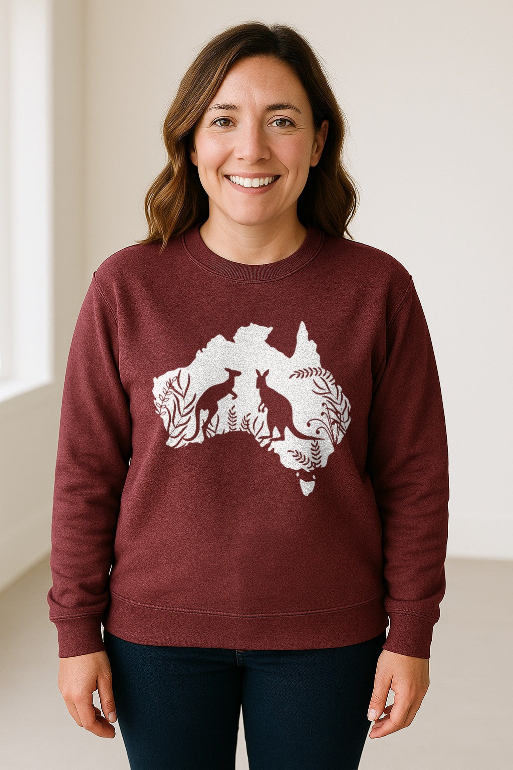 Kangaroo Sweatshirt, Australia Map Wildlife Graphic for Animal Lovers and Travel Fans