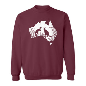 Kangaroo Sweatshirt, Australia Map Wildlife Graphic for Animal Lovers and Travel Fans