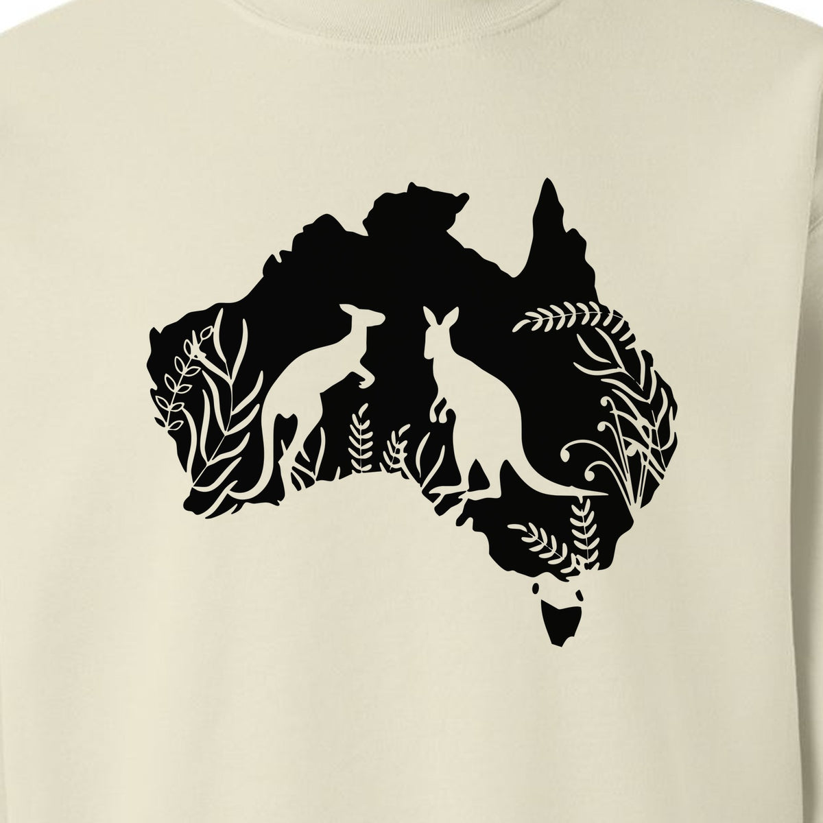 Kangaroo Sweatshirt, Australia Map Wildlife Graphic for Animal Lovers and Travel Fans