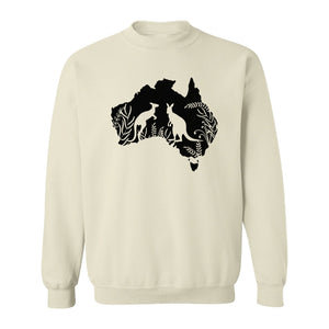 Kangaroo Sweatshirt, Australia Map Wildlife Graphic for Animal Lovers and Travel Fans