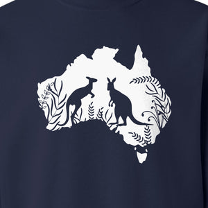 Kangaroo Sweatshirt, Australia Map Wildlife Graphic for Animal Lovers and Travel Fans
