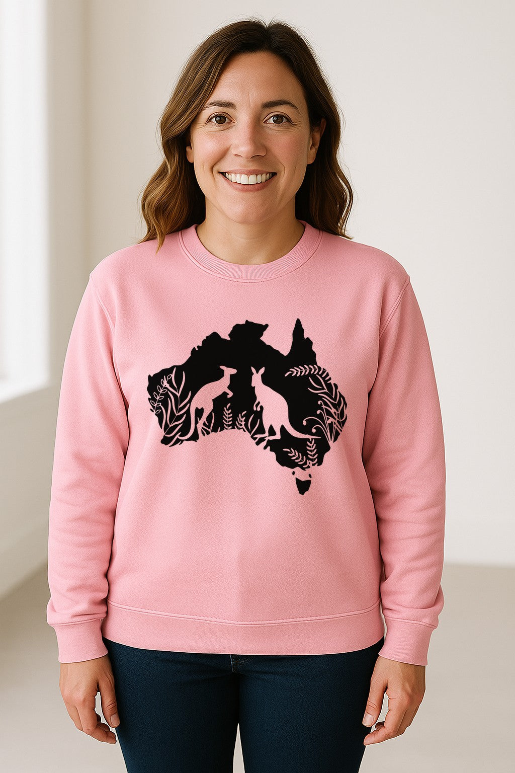 Kangaroo Sweatshirt, Australia Map Wildlife Graphic for Animal Lovers and Travel Fans