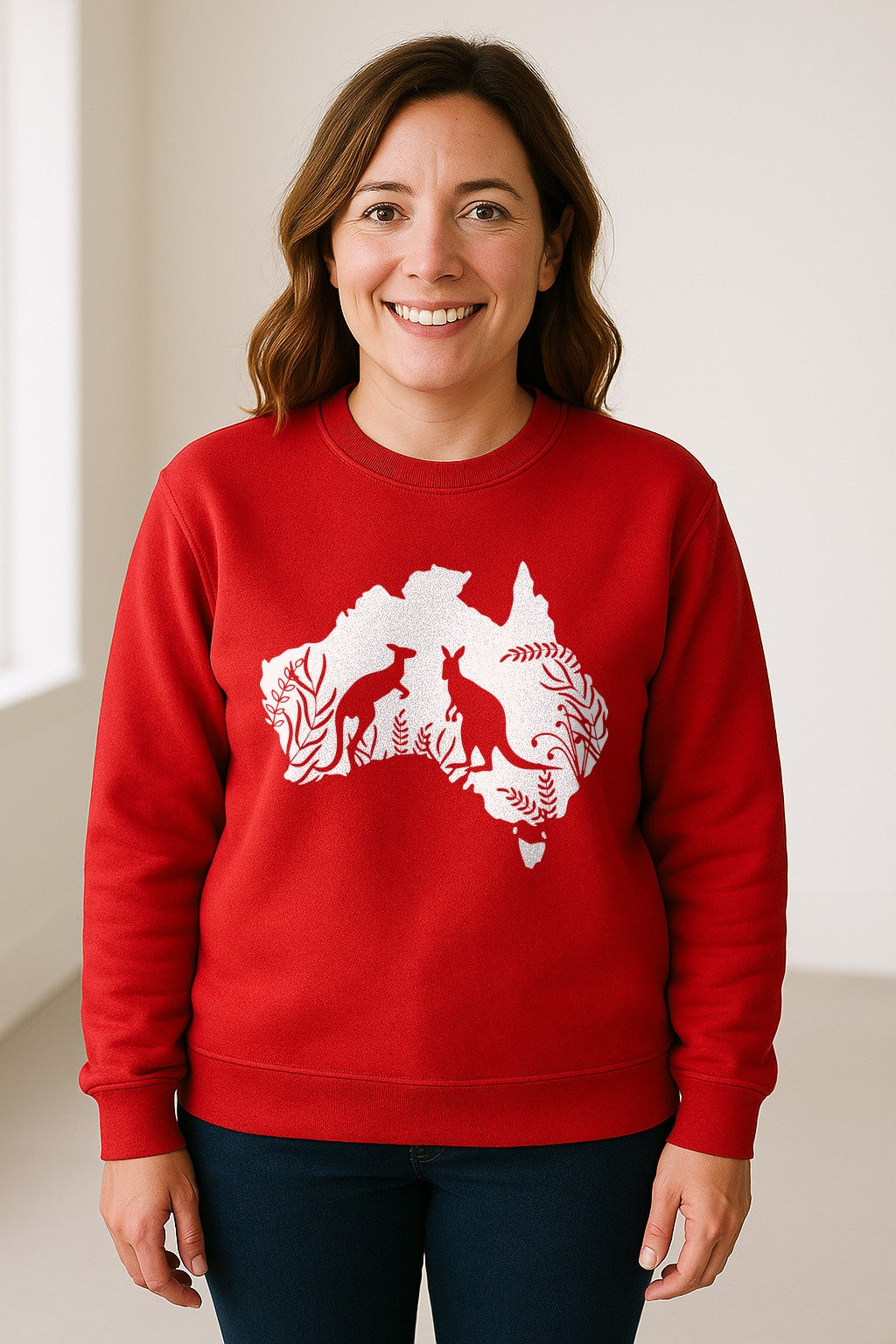 Kangaroo Sweatshirt, Australia Map Wildlife Graphic for Animal Lovers and Travel Fans