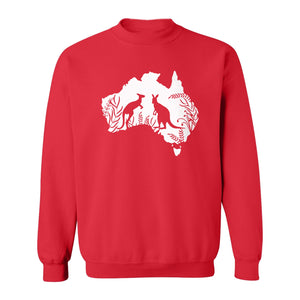 Kangaroo Sweatshirt, Australia Map Wildlife Graphic for Animal Lovers and Travel Fans
