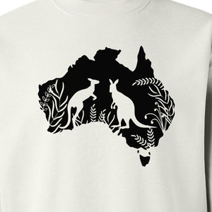 Kangaroo Sweatshirt, Australia Map Wildlife Graphic for Animal Lovers and Travel Fans