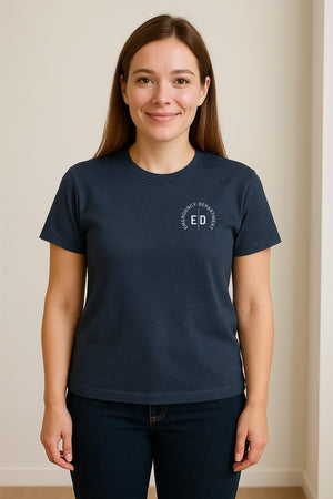 Emergency Department Nurse T-Shirt, Small Left Chest ED Design for ER Staff