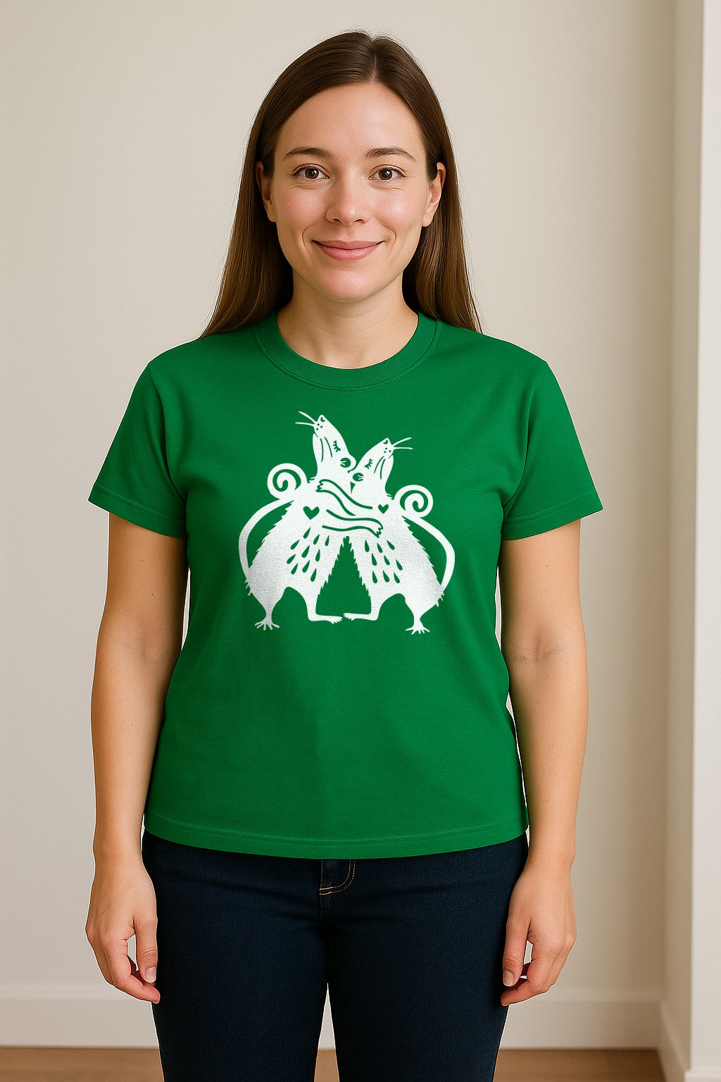 Rat T-Shirt, Hugging Rodent Illustration for Animal Lovers and Pocket Pet Owners