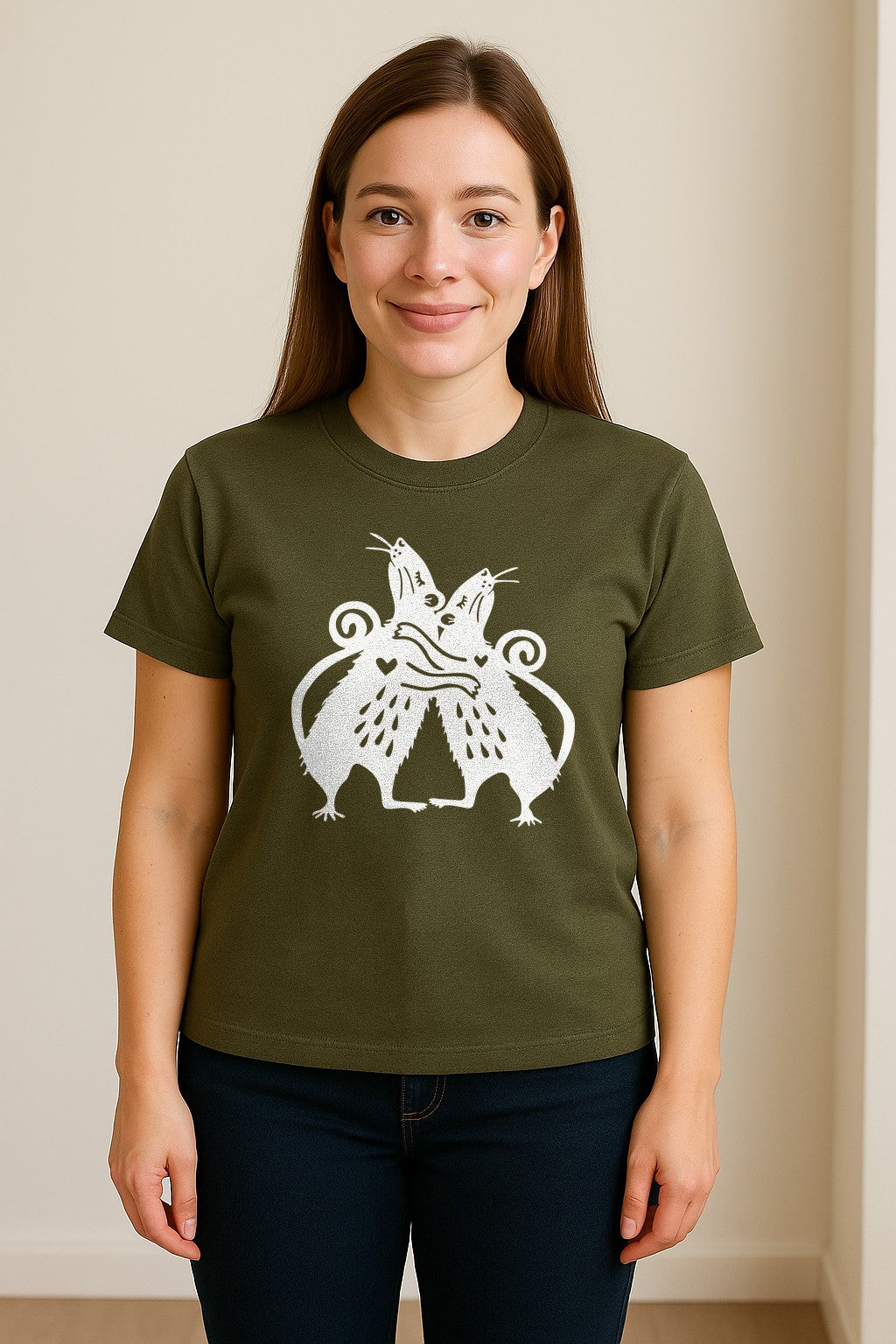 Rat T-Shirt, Hugging Rodent Illustration for Animal Lovers and Pocket Pet Owners