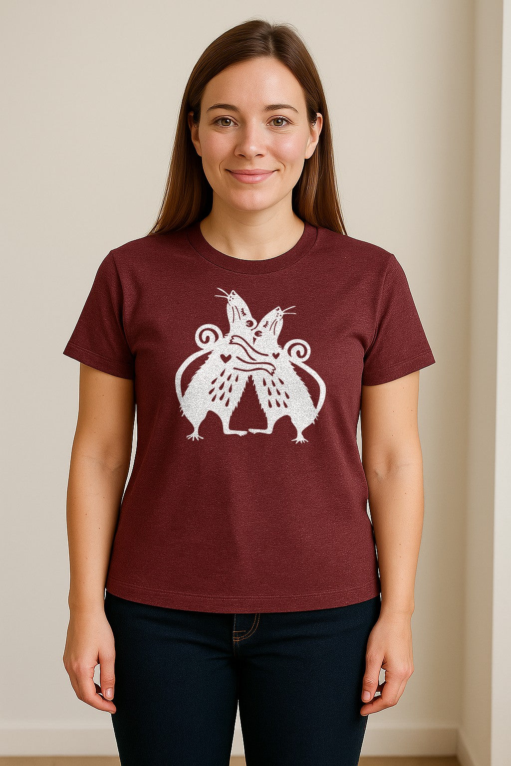 Rat T-Shirt, Hugging Rodent Illustration for Animal Lovers and Pocket Pet Owners