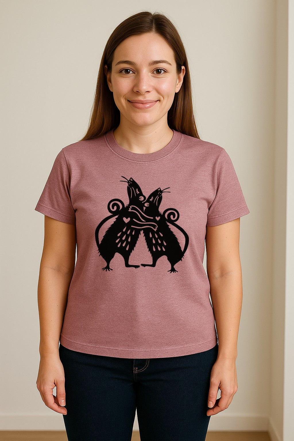 Rat T-Shirt, Hugging Rodent Illustration for Animal Lovers and Pocket Pet Owners