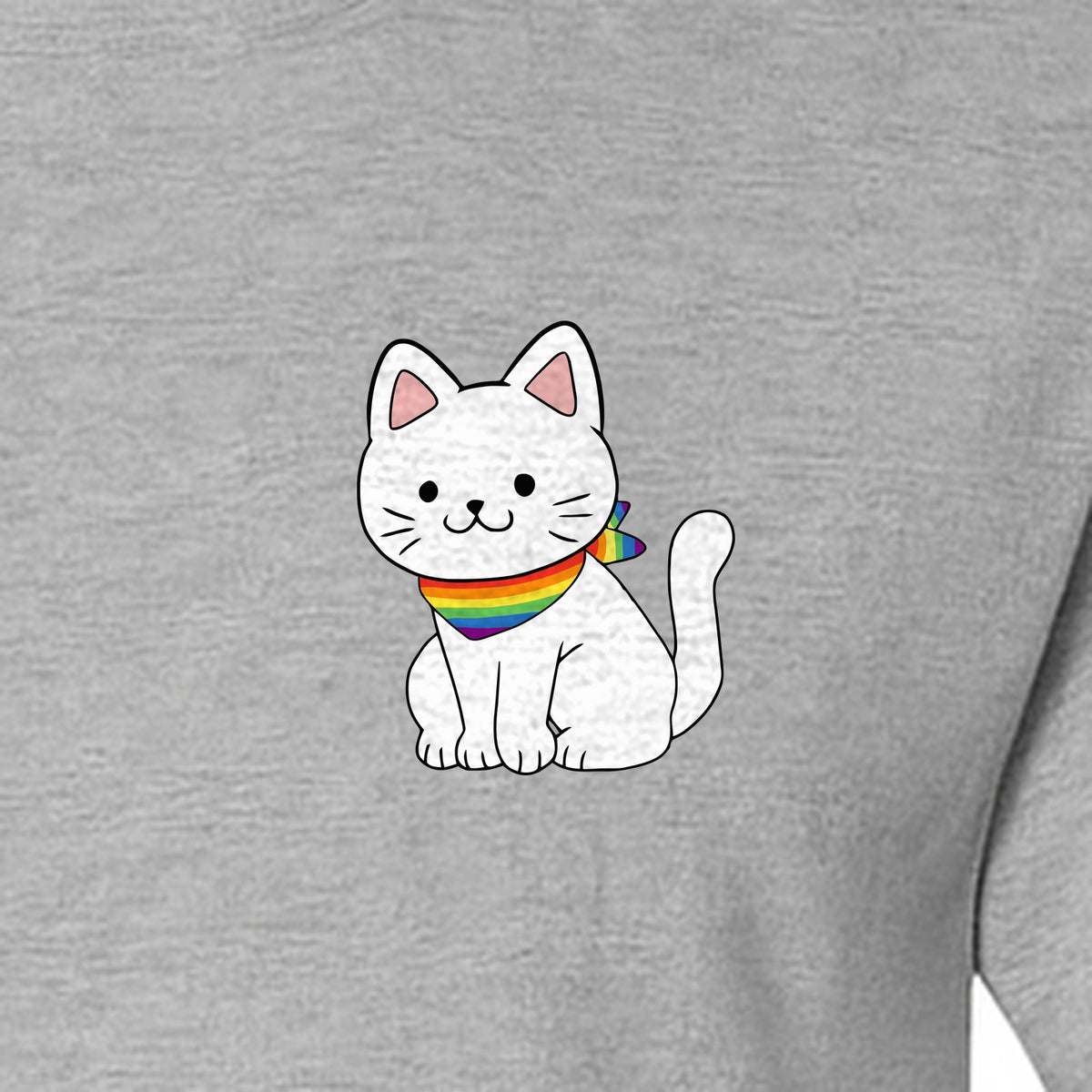 Cat T-Shirt, Rainbow Collar Pocket Design for Pride Celebrations and Everyday Wear