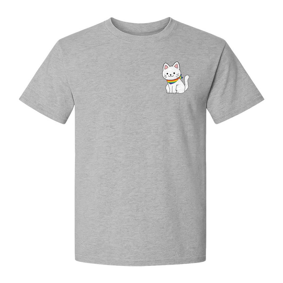 Cat T-Shirt, Rainbow Collar Pocket Design for Pride Celebrations and Everyday Wear