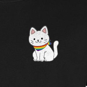 Cat T-Shirt, Rainbow Collar Pocket Design for Pride Celebrations and Everyday Wear