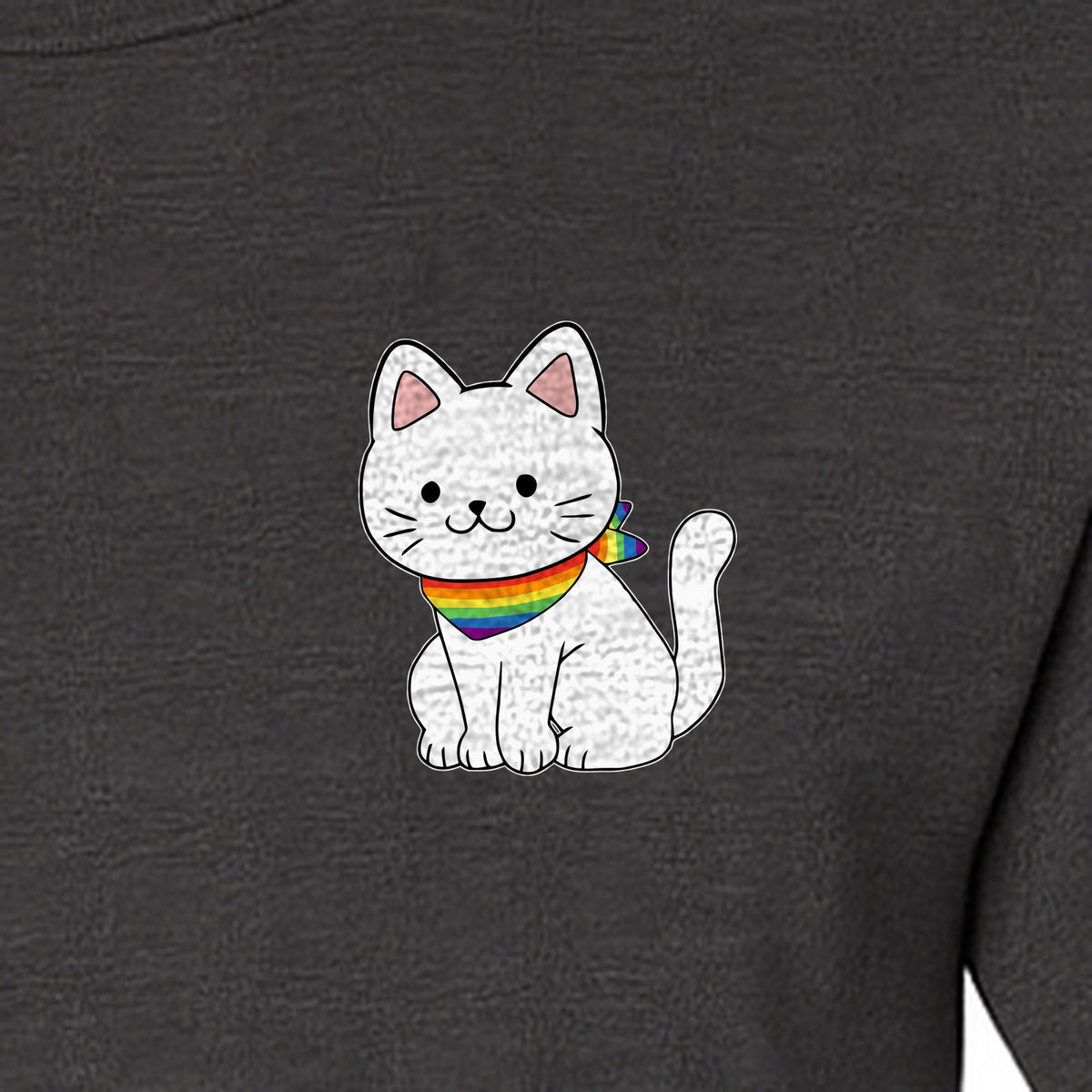 Cat T-Shirt, Rainbow Collar Pocket Design for Pride Celebrations and Everyday Wear