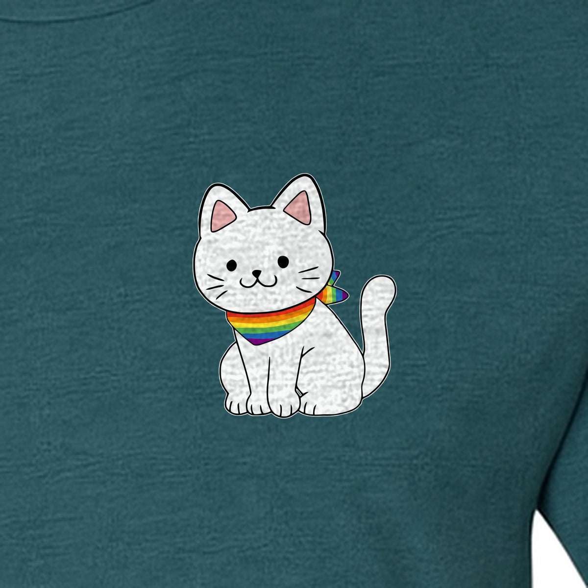 Cat T-Shirt, Rainbow Collar Pocket Design for Pride Celebrations and Everyday Wear