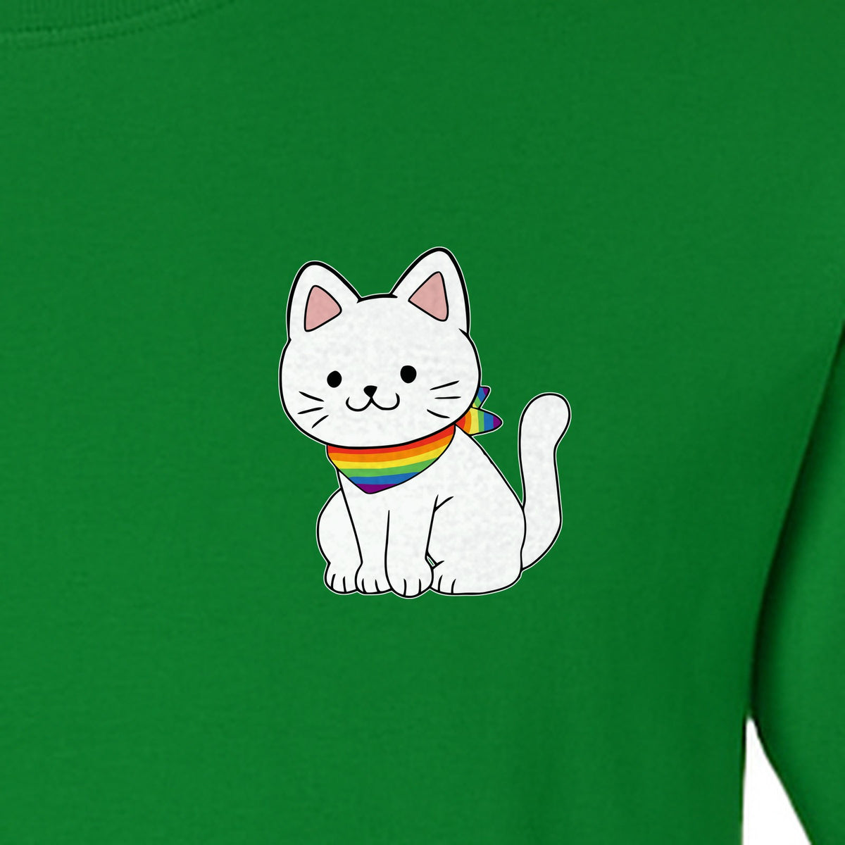 Cat T-Shirt, Rainbow Collar Pocket Design for Pride Celebrations and Everyday Wear