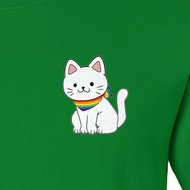 Cat T-Shirt, Rainbow Collar Pocket Design for Pride Celebrations and Everyday Wear
